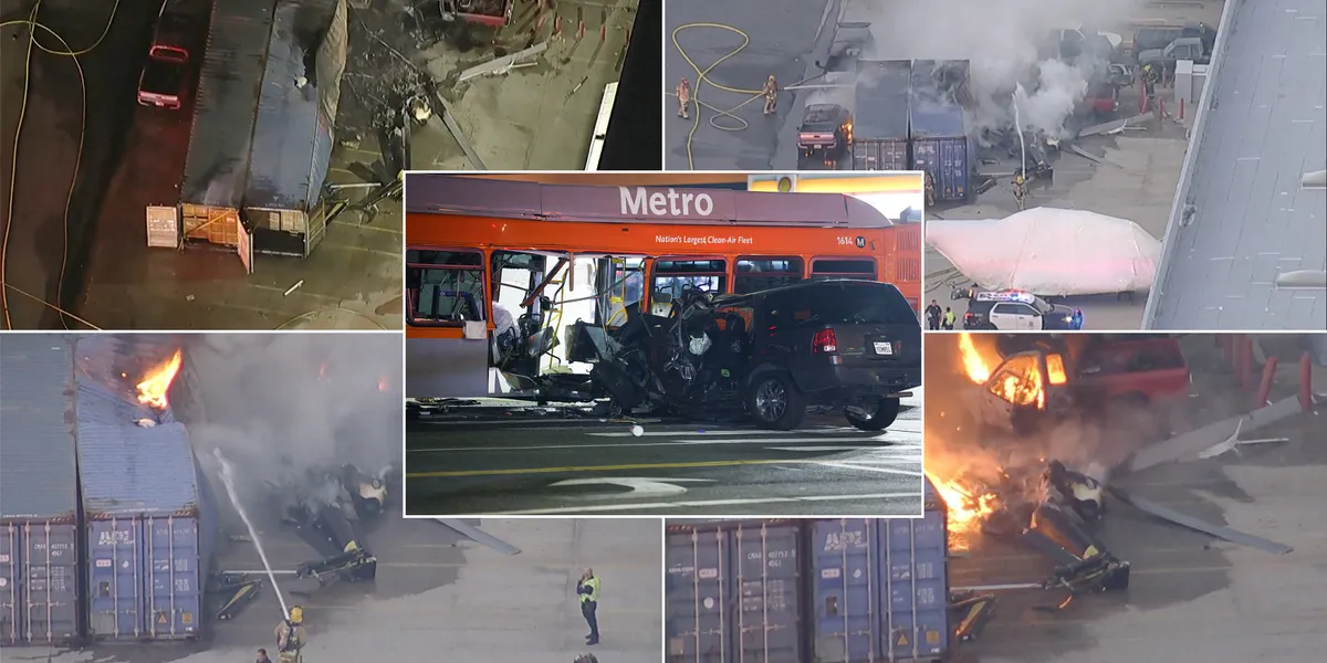 Los Angeles helicopter crash: Woman arrested for murder over deadly LA bus crash which sparked chain reaction leading to TV helicopter catastrophe