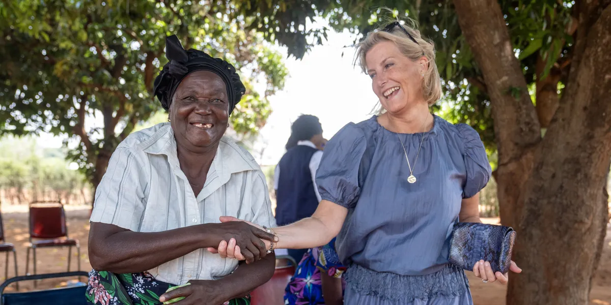 Duchess of Edinburgh dances with trachoma victims in emotional end to Zambia tour